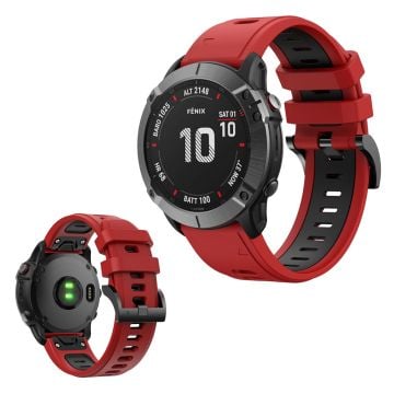 Bi-color silicone watch band for Garmin device - Red / Black