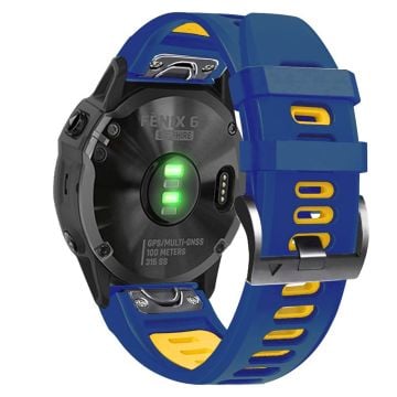 22mm silicone strap for Amazfit / Garmin and Coros watch - Midnight Blue / Yellow