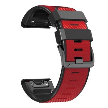 22mm dual-color lozenge style silicone strap for Amazfit / Garmin / Coros watch - Red+Black