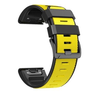 22mm dual-color lozenge style silicone strap for Amazfit / Garmin / Coros watch - Yellow+Black