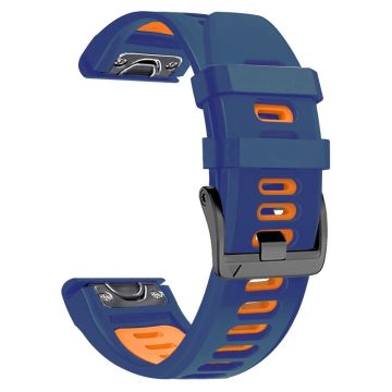 22mm dual-color silicone strap for Amazfit / Garmin / Coros watch - Midnight Blue+Orange