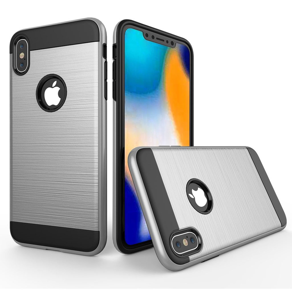 iPhone 9 Plus mobilskal silikon plast borstad yta - Silver