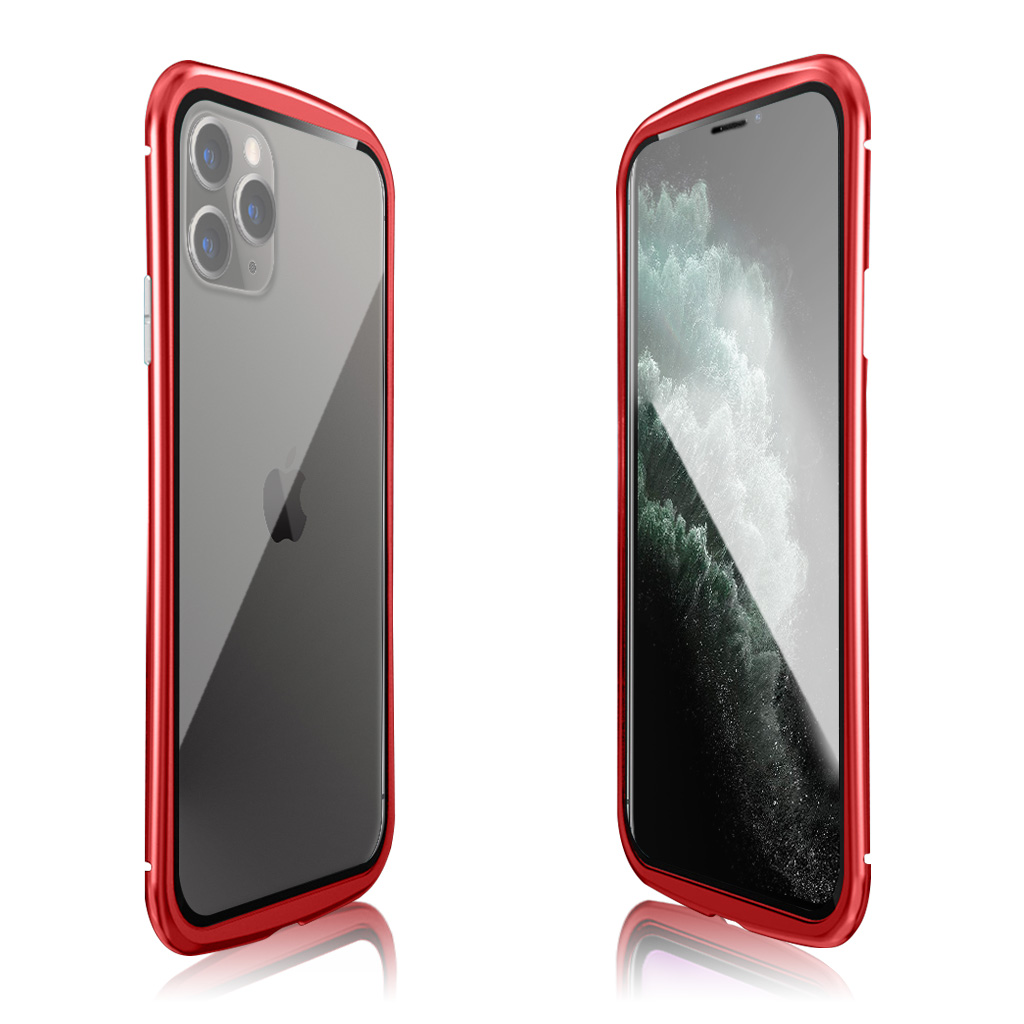 Luphie Wasp iPhone 11 Pro Max Alu-stötfångare + glas - Röd
