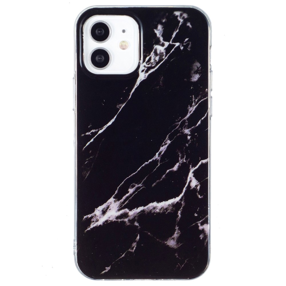 Marmormotiv iPhone 12 / iPhone 12 Pro skal - Svart