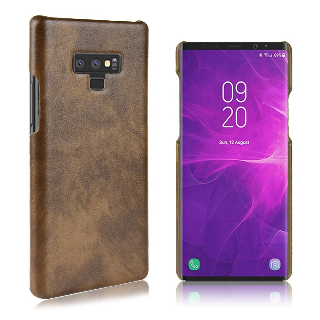 Samsung Galaxy Note 9 mobilskal plast syntetläder litchi - Kaffe