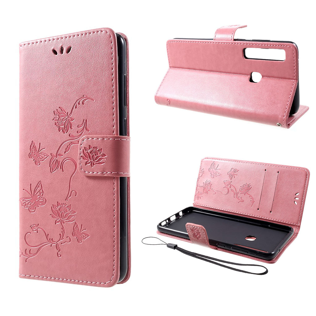 Butterfly läder Samsung Galaxy A9 (2018) fodral - Rosa