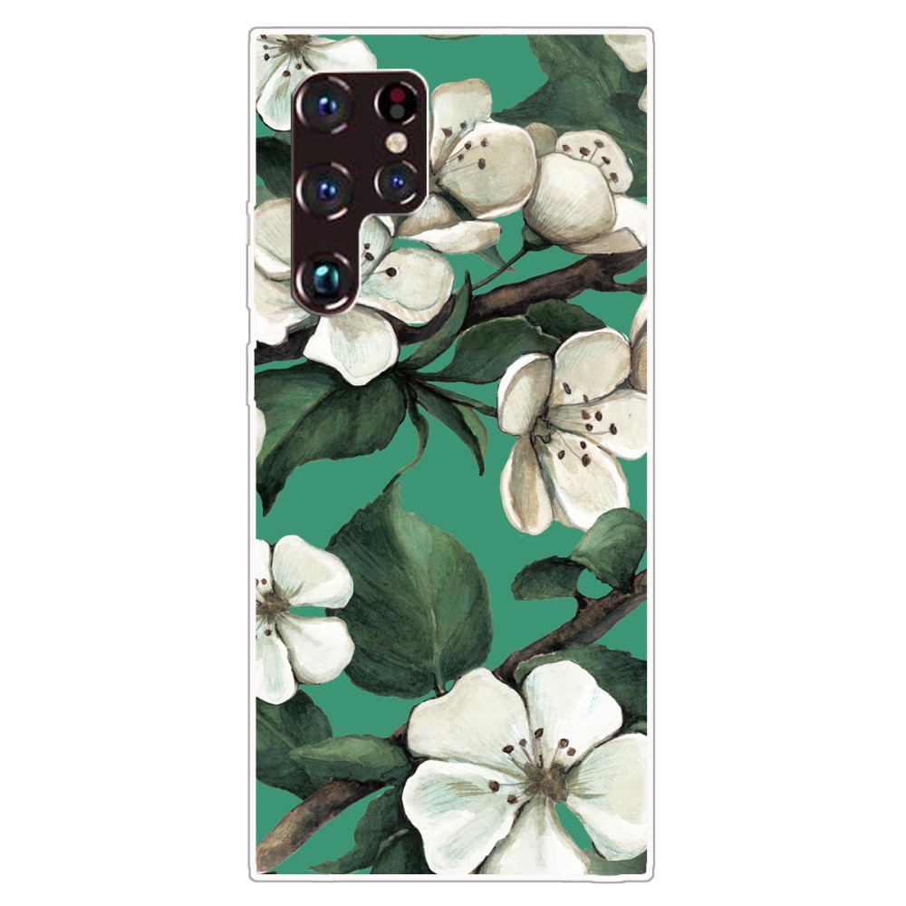 Deco Samsung Galaxy S22 Ultra skal - Vit Blomma