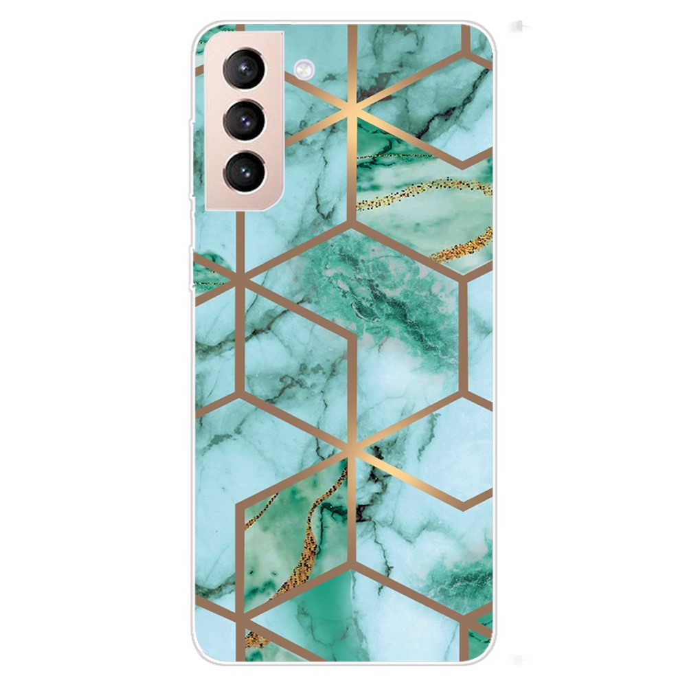 Marmormotiv Samsung Galaxy S22 skal - Smaragdfärgat Kubmönster