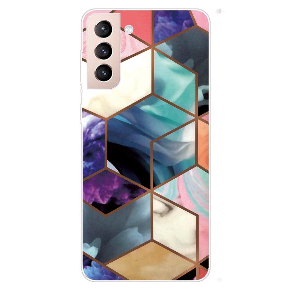 Marmormotiv Samsung Galaxy S22 skal - Färgglad Kub Kakel