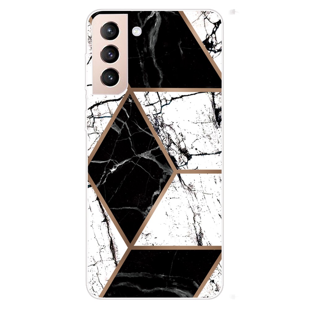 Marmormotiv Samsung Galaxy S22 skal - Svart Och Vit Marmorform