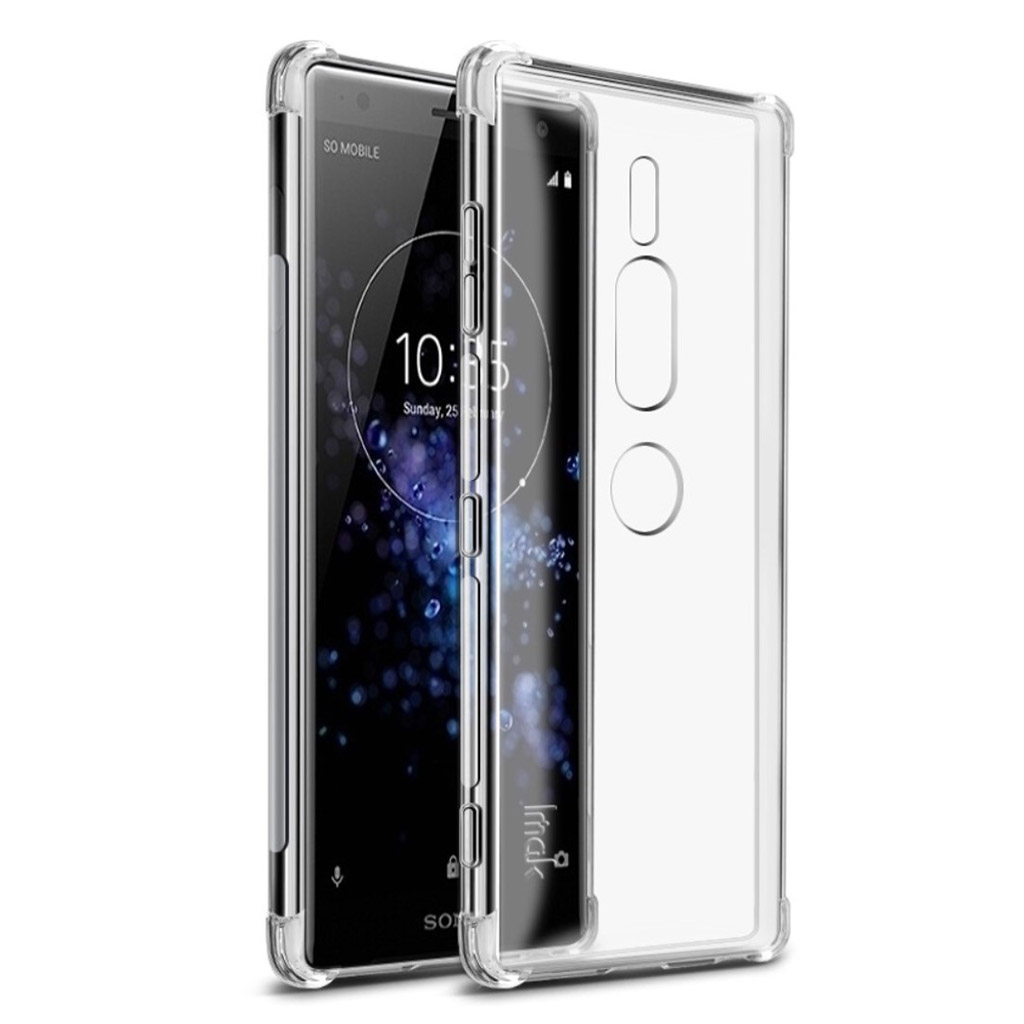 IMAK Sony Xperia XZ2 Premium mobilskal silikon explosionssäkert skärmskydd. - Transparent