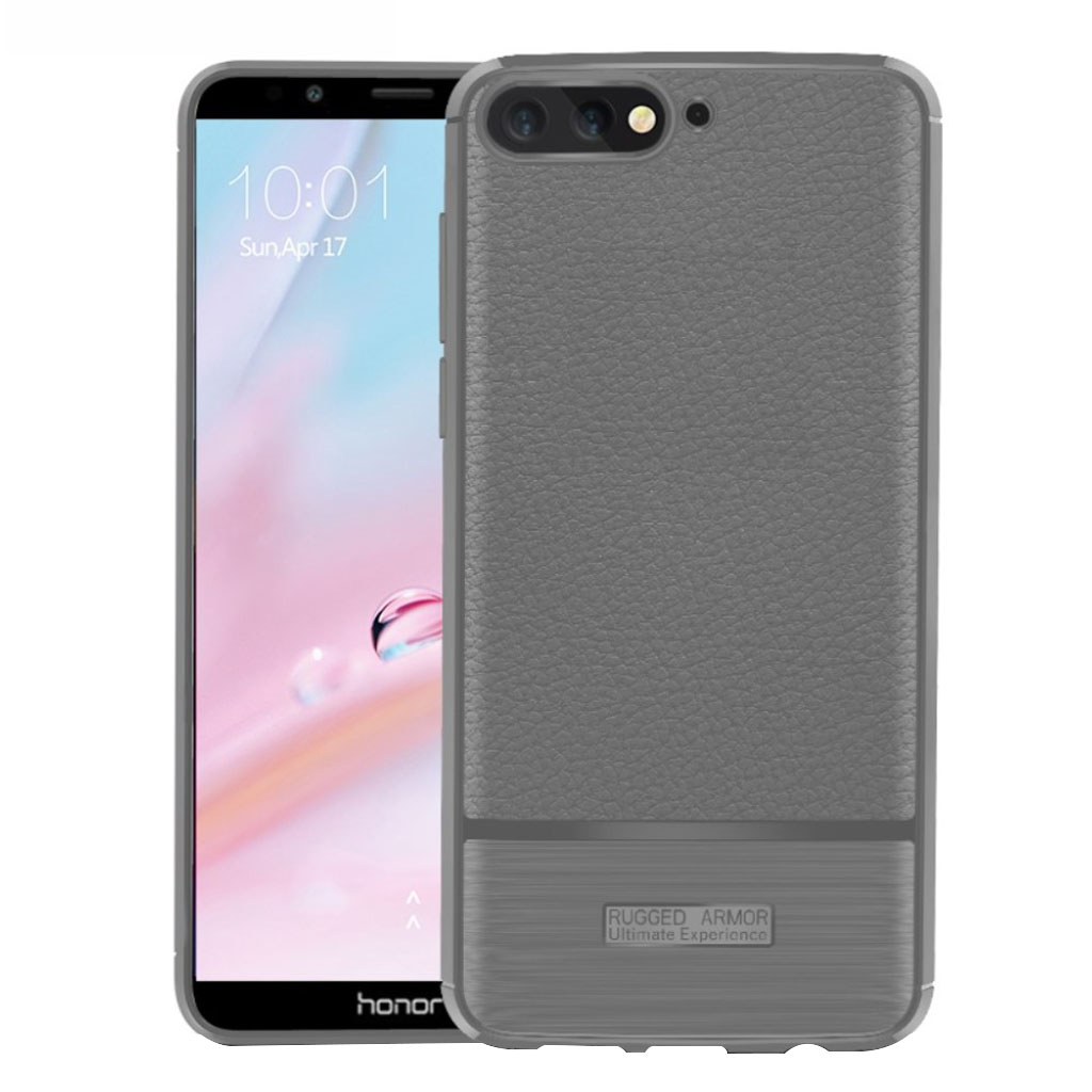 Huawei Y6 (2018)-Honor 7A (utan fingeravtryckssensor) mobilskal silikon litchi borstad - Grå