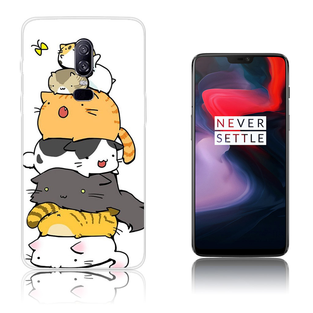 OnePlus 6 mobilskal silikon tryckmönster på sig - Underbara katter