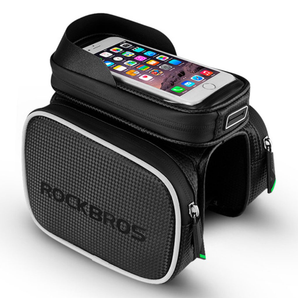 ROCKBROS väska för överröret på cykeln med pekskärmsfönster för 6,2-tums smartphone - Satellit
