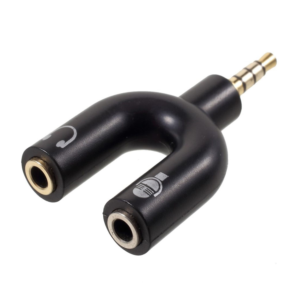3.5mm hankontakt till 2 honkontakter ljudadapter stereo audio U-form