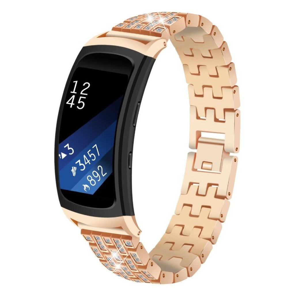Samsung Gear Fit2 SM-R360 urlänk metallmaterial strasstenar - Guld