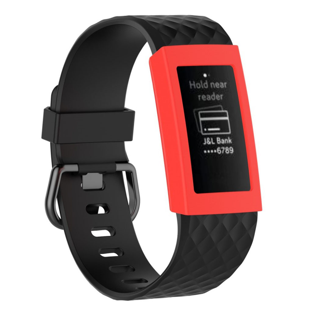 Fitbit Charge 3 mjukt silikonplast skydd till klockskärm - Röd